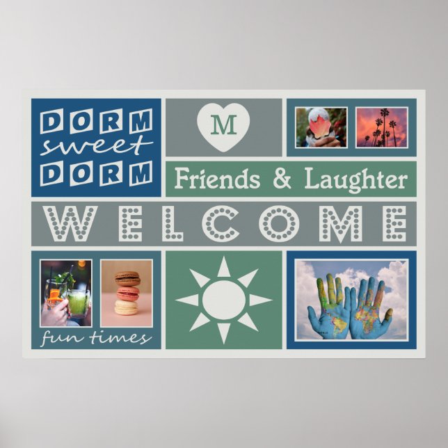 IHR FOTO & MONOGRAM individuelles Schlafzimmerplak Poster (Vorne)