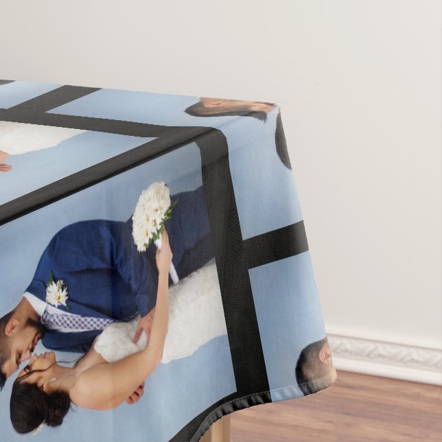 Ihr Foto-Muster auf schwarz Personalisiert Tischdecke (Beispiel)