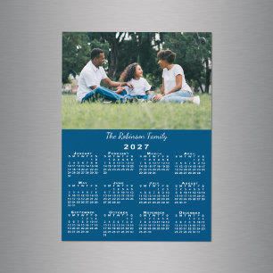 Ihr Foto Name Blau 2027 Kalender Magnet
