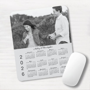 Ihr Foto Namen Personalisierter Grauer 2026 Kalend Mousepad