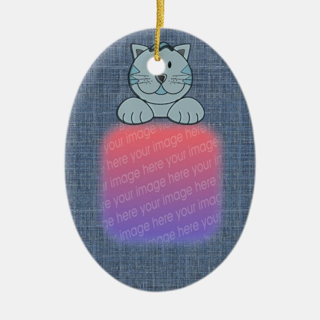 Ihr Foto Niedlich Blue Cat Keramikornament (Vorne)