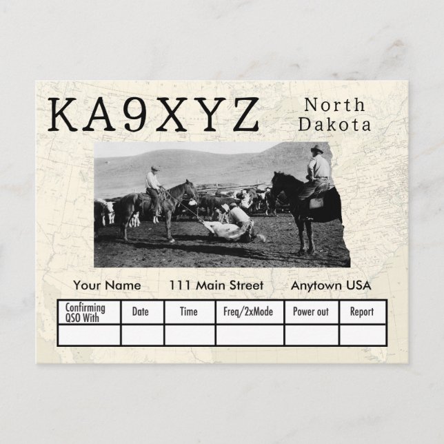 Ihr Foto North Dakota Shaped Cutout Custom QSL Postkarte (Vorderseite)