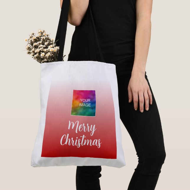 Ihr Foto oder Logo Frohe Weihnachten Große Schulte Tasche (Von Nahem)