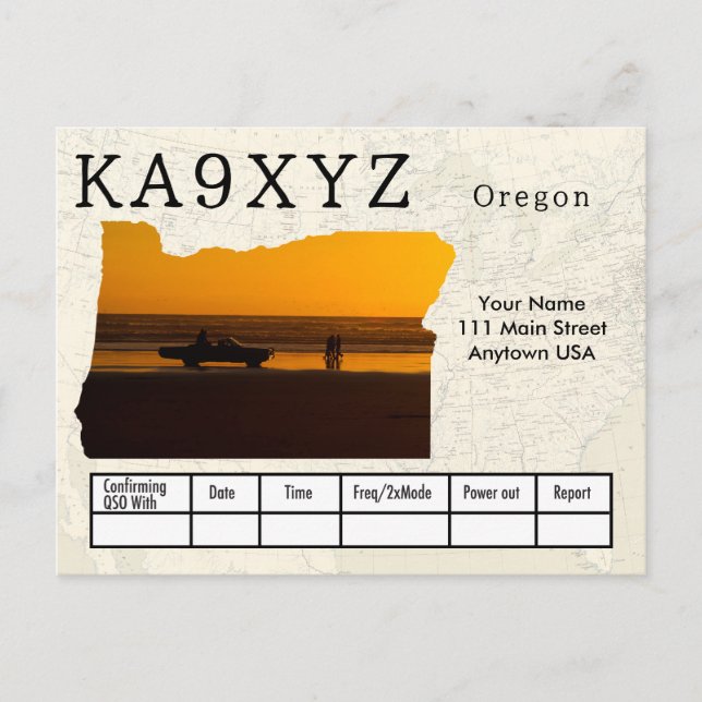 Ihr Foto Oregon Shaped Cutout Custom QSL Postkarte (Vorderseite)