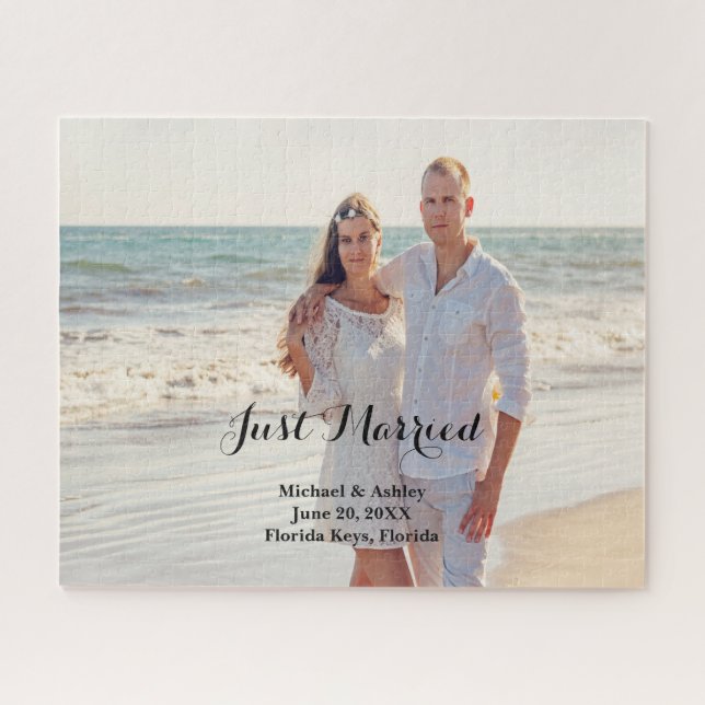Ihr Foto Personalisiert nur verheiratet Puzzle (Horizontal)