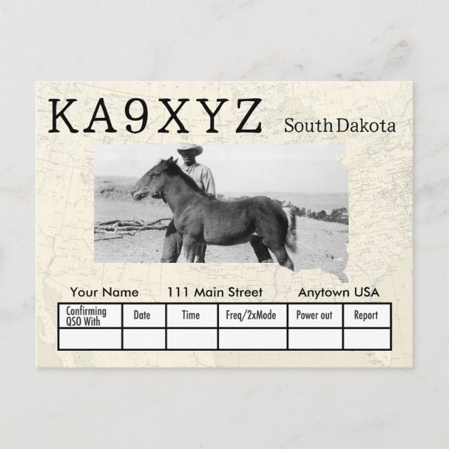 Ihr Foto South Dakota Shaped Cutout Custom QSL Postkarte (Vorderseite)