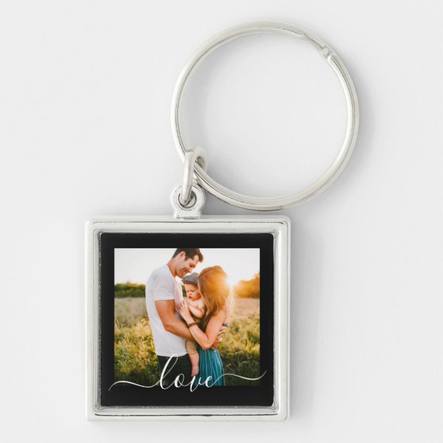 Ihr Foto Template Cursive Liebe Metal Schlüsselanh Schlüsselanhänger (Vorne)