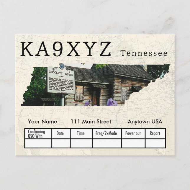 Ihr Foto Tennessee Cutout Custom QSL Postkarte (Vorderseite)