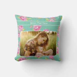 Ihr Foto/Text/Pastell Shabby Pink Blume Kissen