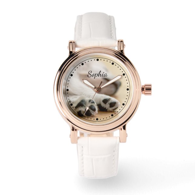 Ihr Foto, Text und jede farbgepunktete Uhr (Vorderseite)