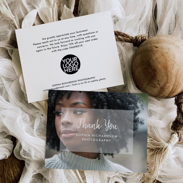 Ihr Foto und Ihre moderne Handschrift | Kleine Unt Dankeskarte (A stylish and elegant small business thank you, with modern handwritten script and your photo)