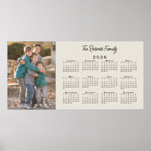 Ihr Foto und Name 2026 Calendar Imitats Leinwand Poster