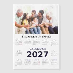 Ihr Foto und Name anpassbarer 2027-Kalender Magnetkarte
