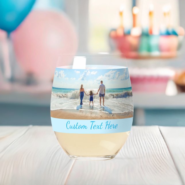 Ihr Foto und Personalisierter benutzerdefinierter  Weinglas Ohne Stiel (Insitu (Baby Party))