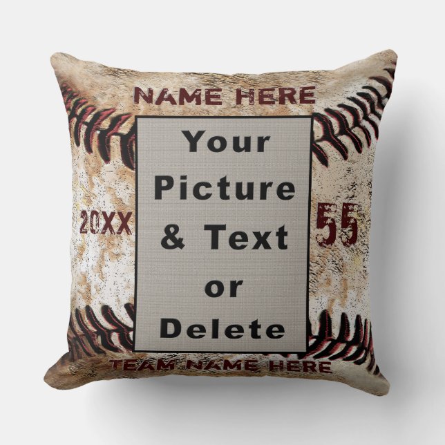 Ihr Foto und Personalisiertes Baseball-Kissen Kissen (Vorderseite)