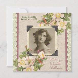 Ihr Foto Vintage Wilde Rose bringen Gedenktod Ankündigung