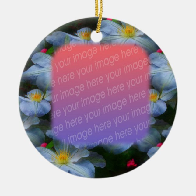 Ihr Foto Weiße Clematitis Blume Ornament (Vorne)