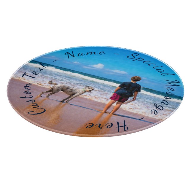 Ihr Foto-Zuschnitt mit benutzerdefiniertem Text Schneidebrett (Ecke)