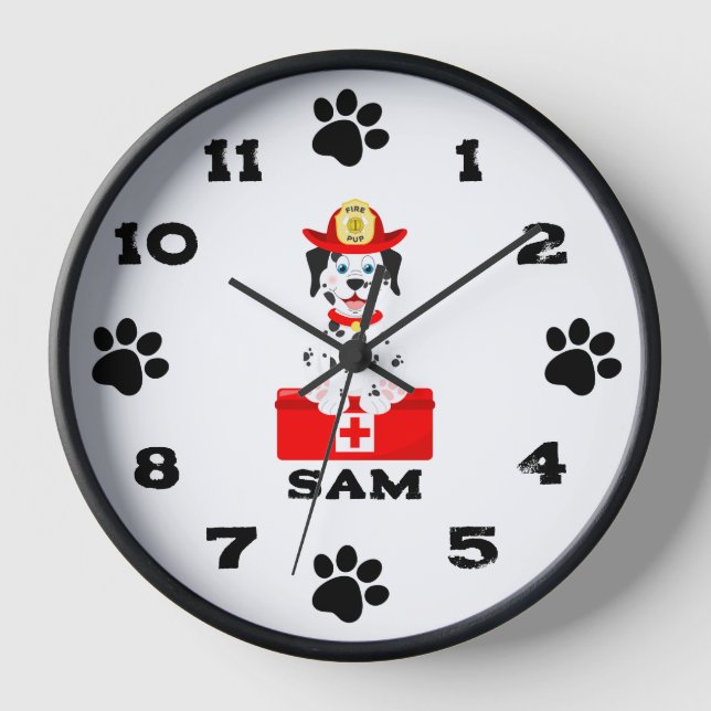 Ihr Freund, Feuerlöscher, schwarze Holzrahmenuhr Uhr (Vorderseite)