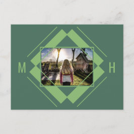 Ihr geometrisches Foto- und Monogramm-Muster Postkarte