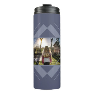 Ihr geometrisches Muster für Foto und Monogramm Thermosbecher