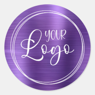 Ihr Geschäft-Logo hier Metallisches Amethyst Runder Aufkleber