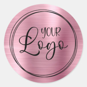 Ihr Geschäft-Logo hier Metallisches Rosa Runder Aufkleber