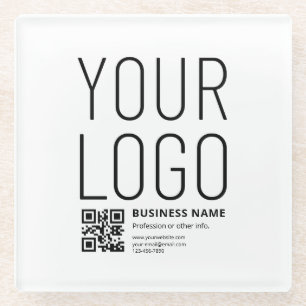 Ihr Geschäft-Logo mit editierbarem QR-Code und Tex Glasuntersetzer