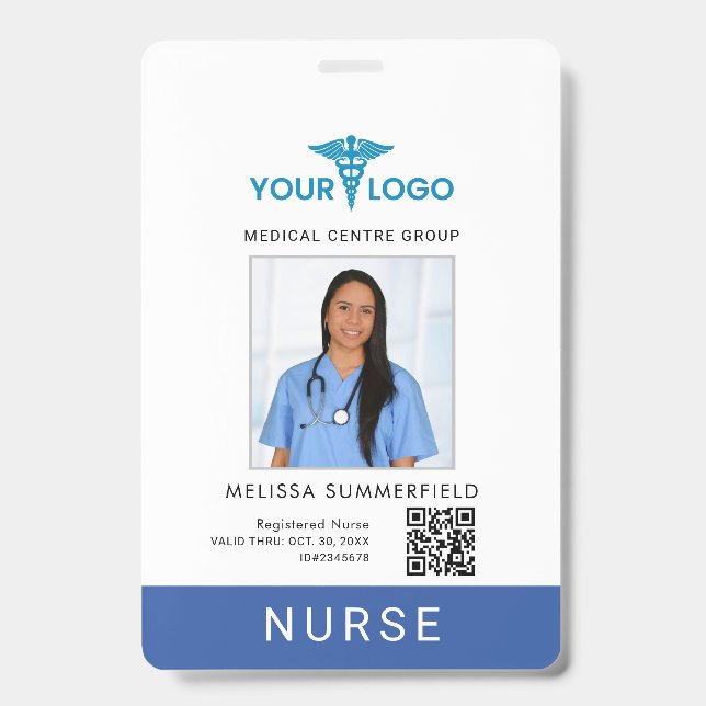 Ihr Geschäft-Logo QR-Code Krankenschwester-Foto-ID Ausweis (Vorderseite)