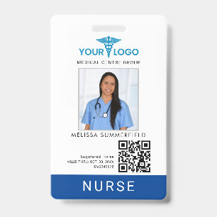 Ihr Geschäft-Logo und QR-Code Krankenschwester Fot Ausweis