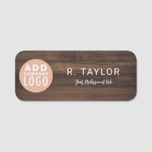 Ihr Geschäftslogo Holz-Look Mitarbeiter Magnetisch Namensschild