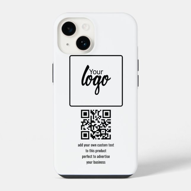 Ihr Geschäftslogo QR-Code und Text iPhone 14 Hülle (Rückseite)