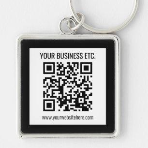 Ihr Geschäftsname & editierbarer QR-Code Schlüsselanhänger