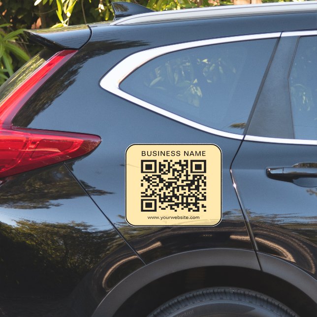 Ihr Geschäftsnamen-URL-QR-Code groß in Schwarz und Aufkleber (Auto Seite)