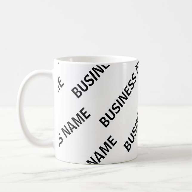 Ihr Geschäftsnamensmuster | Schwarz/Weiß Kaffeetasse (Links)