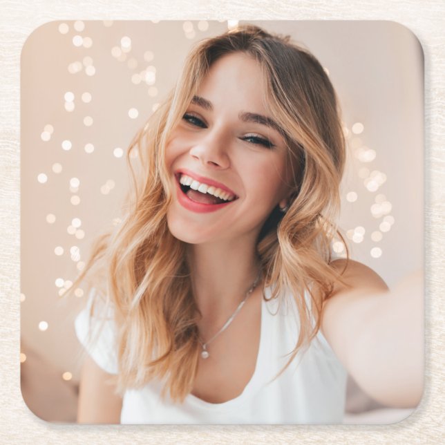 Ihr Gesicht zum Geburtstag Rechteckiger Pappuntersetzer (Vorderseite)