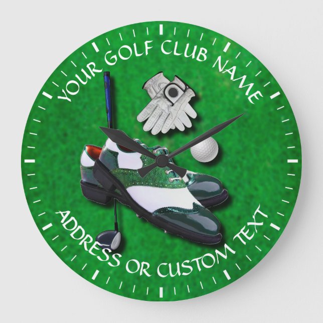 Ihr Golfspieler-Golfclub-Namen-Golfclub-Inhaber Große Wanduhr (Vorderseite)