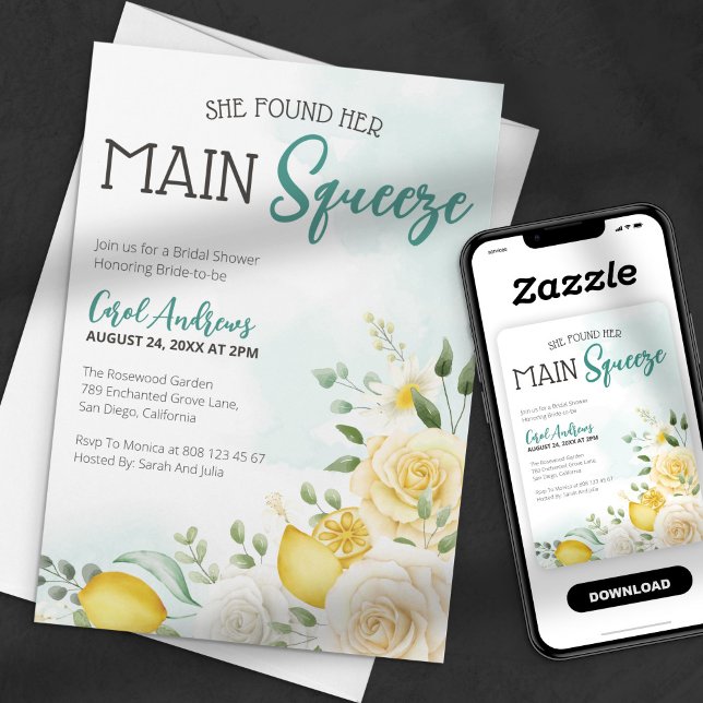 Ihr Haupt Squeez Floral Lemon Brautparty gefunden Einladung (Von Creator hochgeladen)
