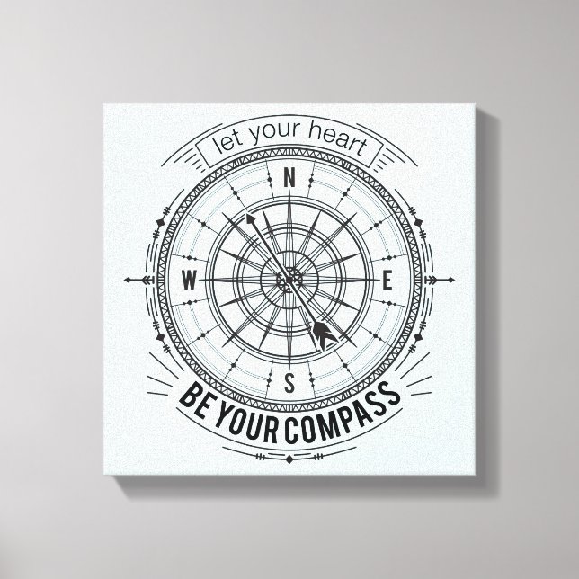 Ihr Herz als Kompass gelassen Leinwanddruck (Vorderseite)