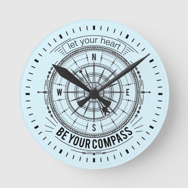 Ihr Herz als Kompass gelassen Runde Wanduhr (Vorderseite)