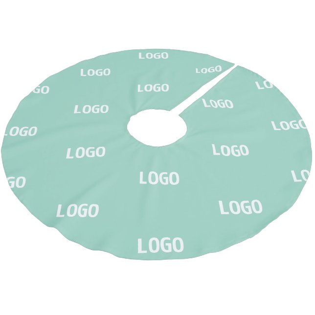 Ihr hochgeladenes Bild oder Logo gekachelt | Hell- Polyester Weihnachtsbaumdecke (Schrägansicht)