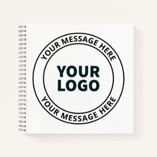 Ihr hochgeladenes Logo + bearbeitbarer Rundschreib Notizbuch