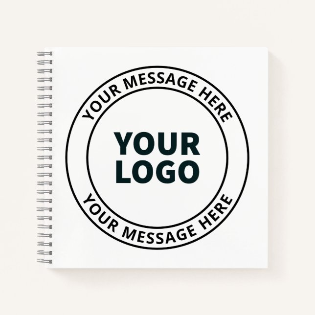 Ihr hochgeladenes Logo + bearbeitbarer Rundschreib Notizbuch (Vorderseite)