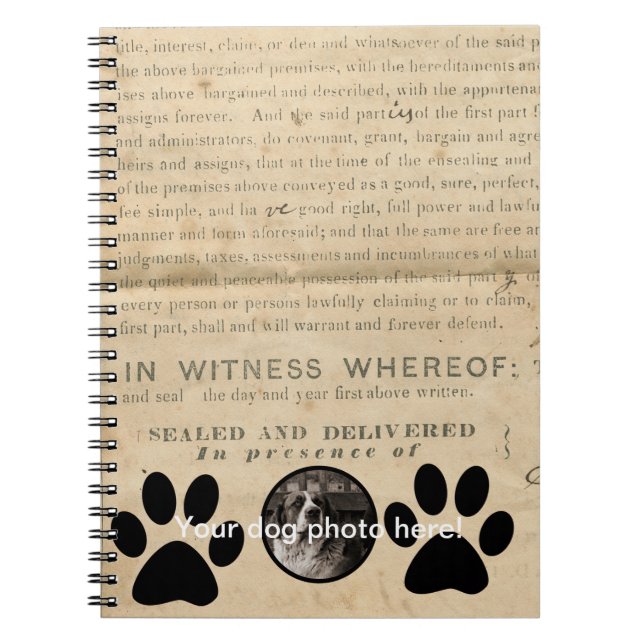 Ihr Hund Foto in Paws 1860 Legal Document Funny Notizblock (Vorderseite)