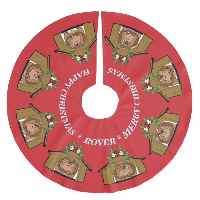 IHR HUND FOTOS und Name Weihnachtsbaumrock Polyester Weihnachtsbaumdecke (Vorderseite)