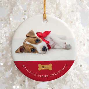 Ihr Hund ist das erste Weihnachten Rot mit zwei Keramik Ornament