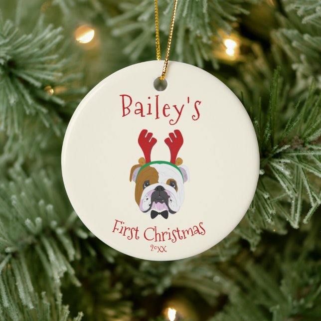 Ihr Hund ist zum ersten Mal Weihnachten - Niedlich Keramik Ornament (Baum)