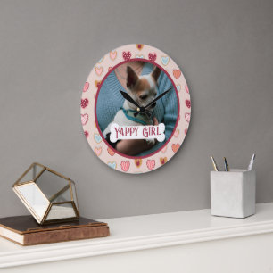 Ihr Hunde-Foto-Valentinstag-Herz-Uhr Große Wanduhr