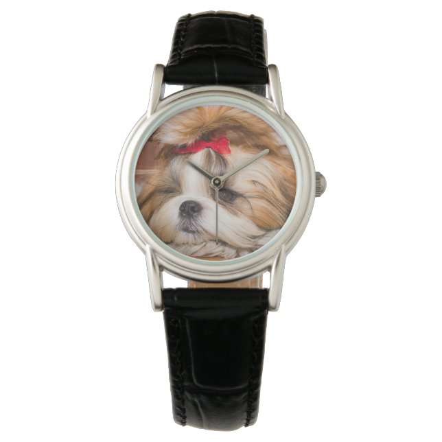 Ihr Hundewelpen-Foto Armbanduhr (Vorderseite)