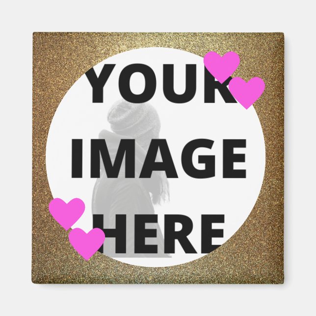 Ihr Image Gold Glittery Herz Magnet (Vorne)